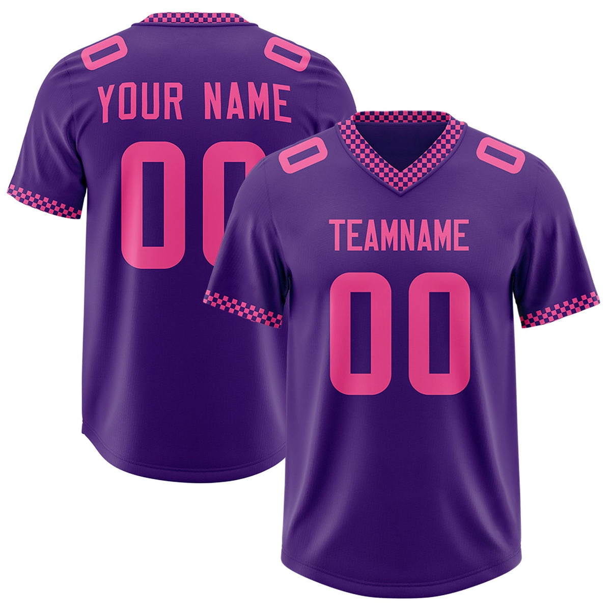 Custom Purple Pink Personalized Neckline Square Classic Authentic American Football Jersey