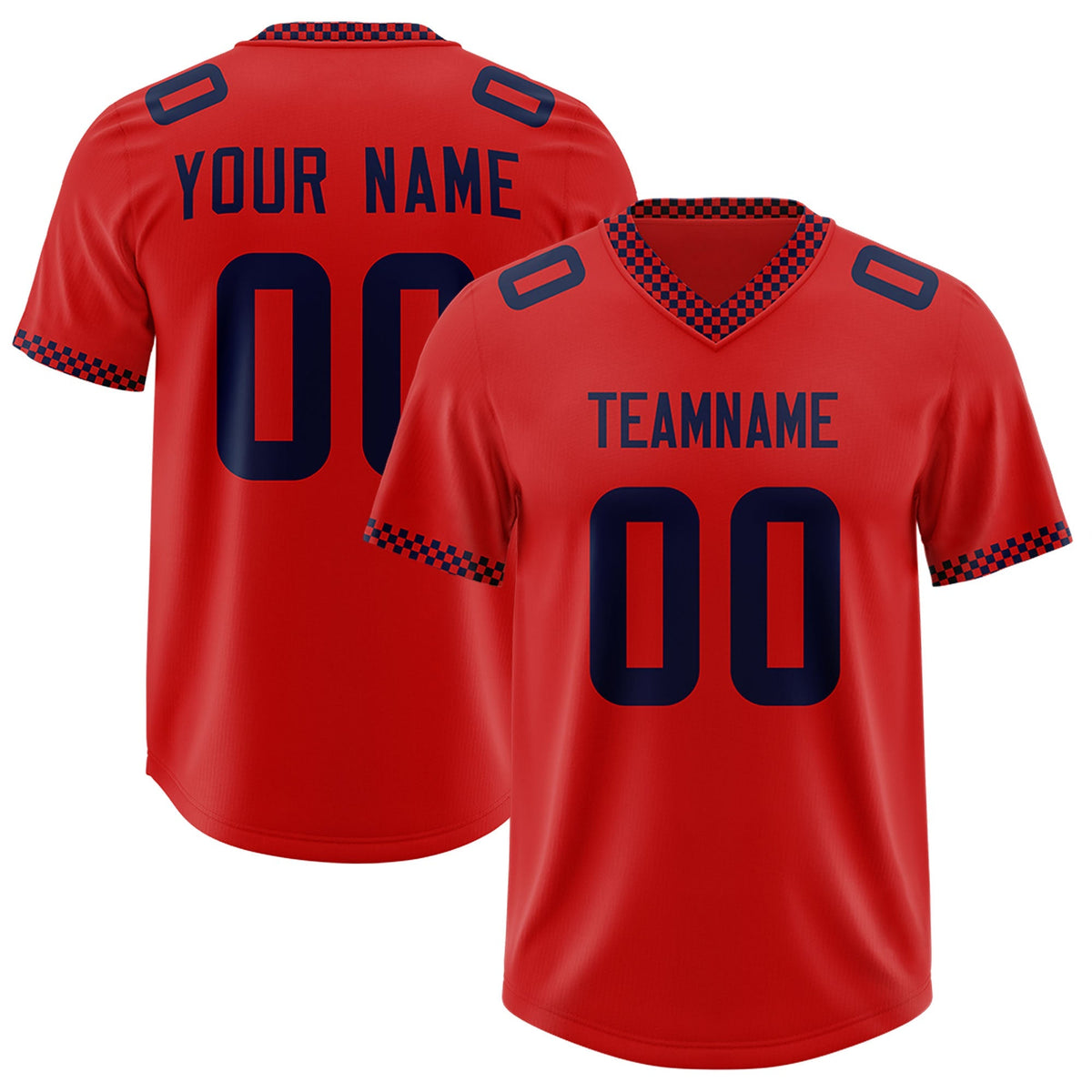 Custom Red Navy Personalized Neckline Square Classic Authentic American Football Jersey