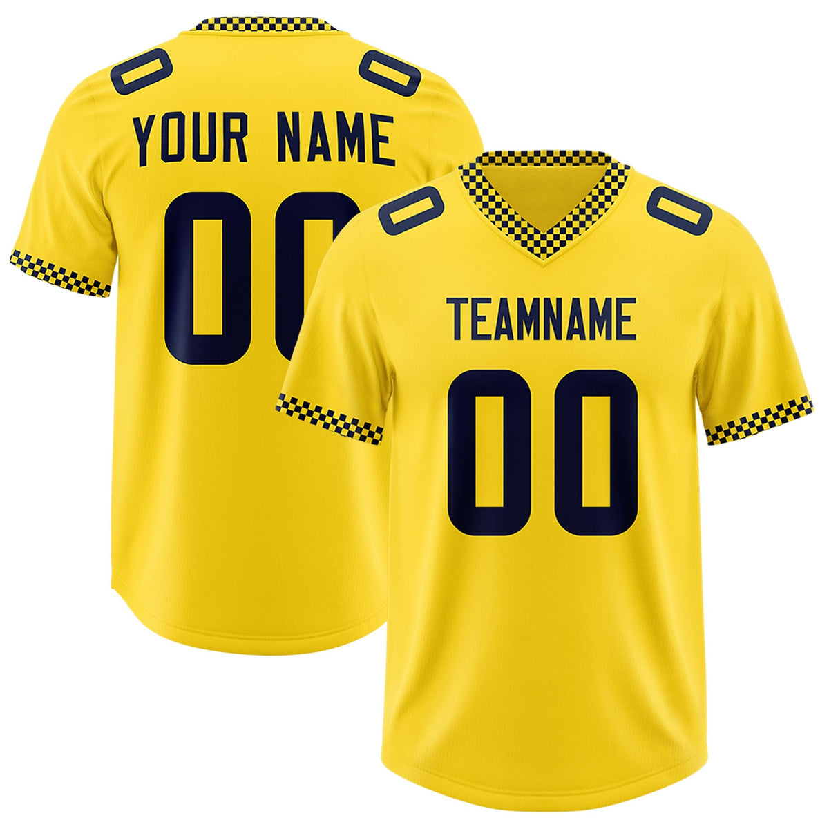 Custom Gold Navy Personalized Neckline Square Classic Authentic American Football Jersey