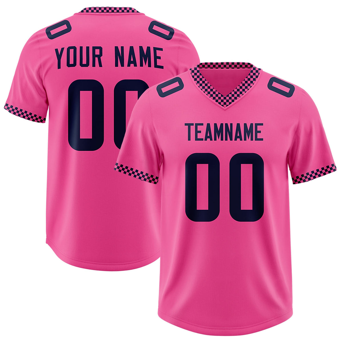 Custom Pink Navy Personalized Neckline Square Classic Authentic American Football Jersey