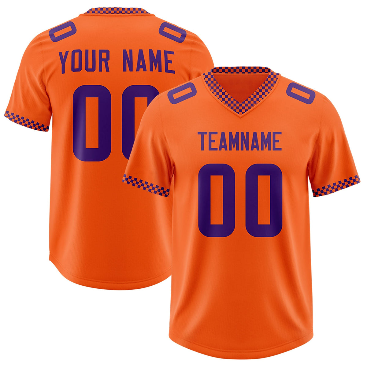 Custom Orange Purple Personalized Neckline Square Classic Authentic American Football Jersey