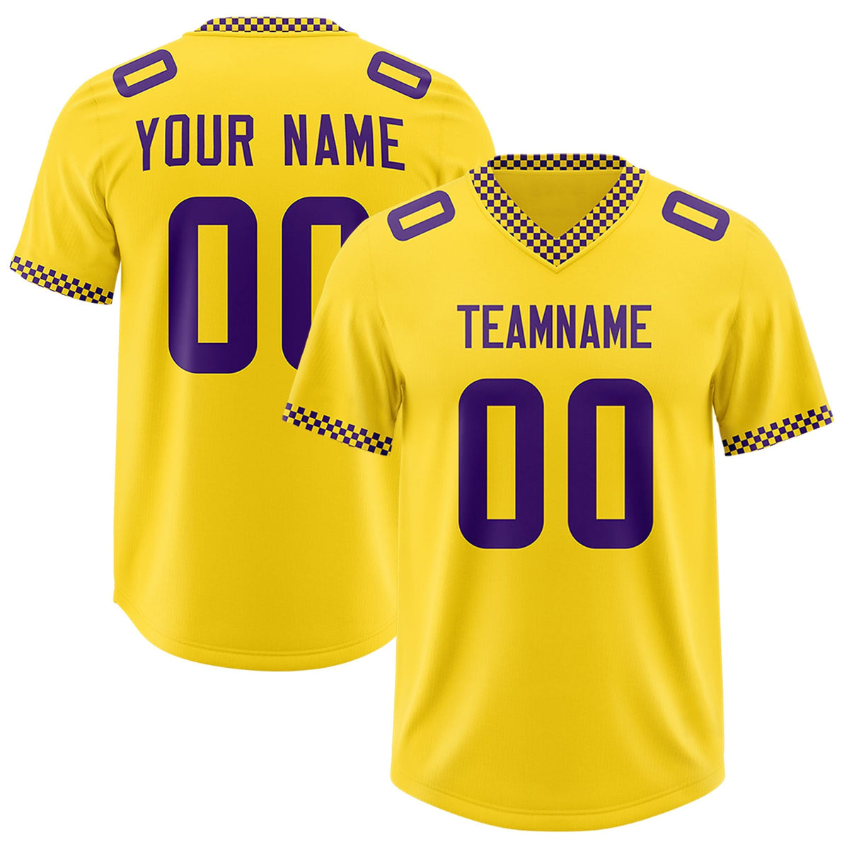 Custom Gold Purple Personalized Neckline Square Classic Authentic American Football Jersey