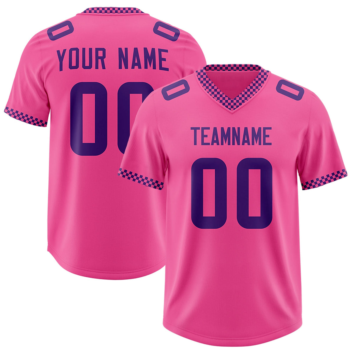 Custom Pink Purple Personalized Neckline Square Classic Authentic American Football Jersey