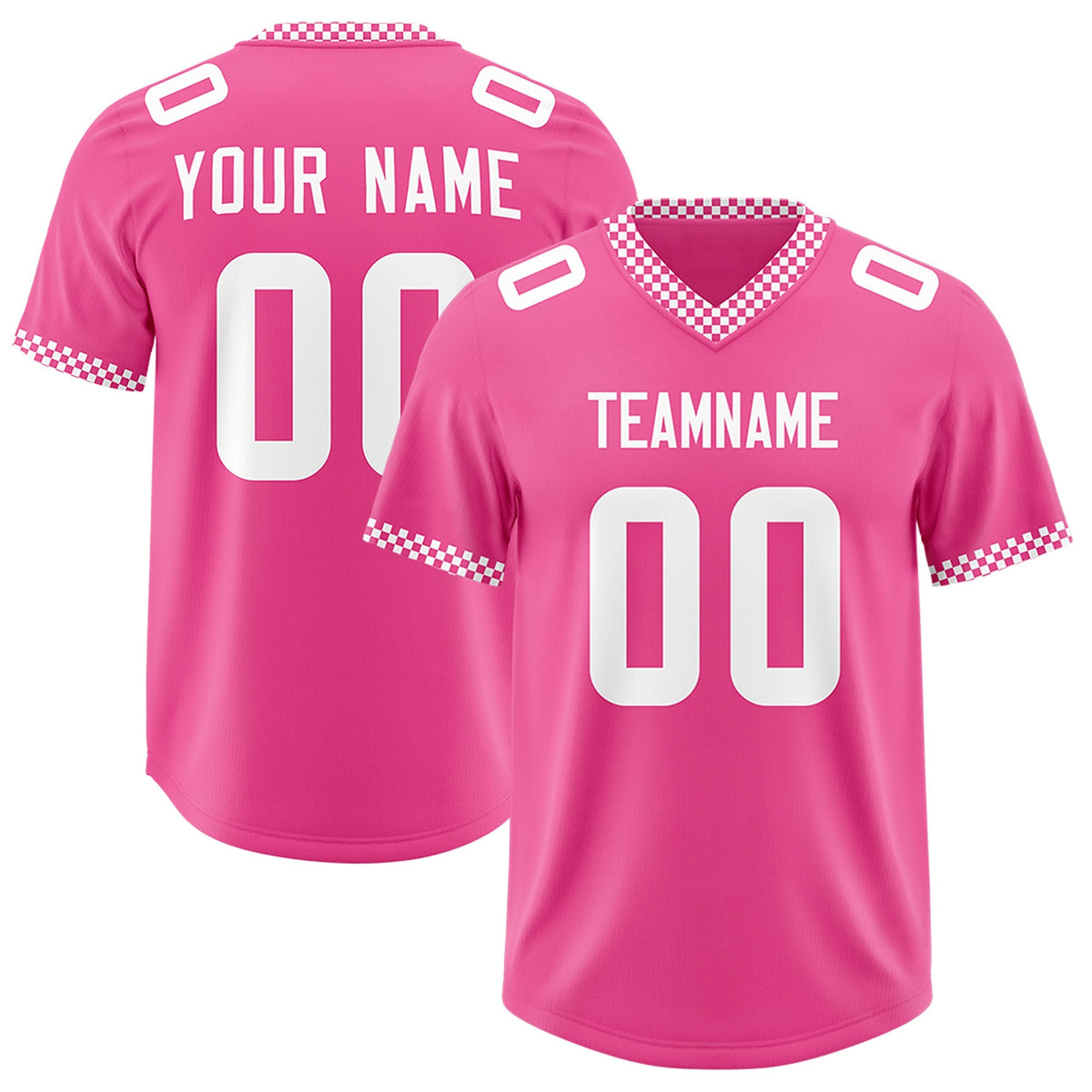 Custom Pink White Personalized Neckline Square Classic Authentic American Football Jersey