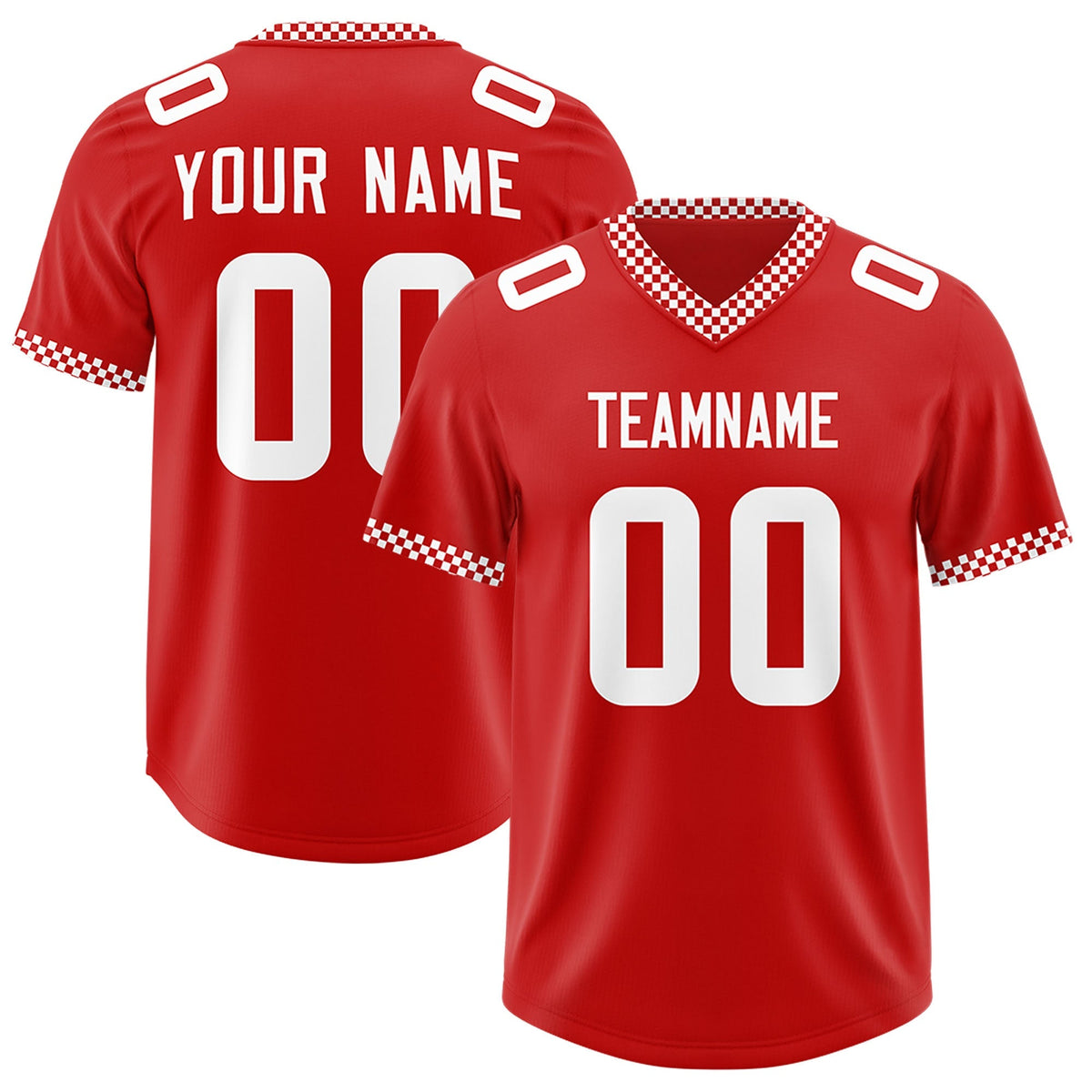 Custom Red White Personalized Neckline Square Classic Authentic American Football Jersey