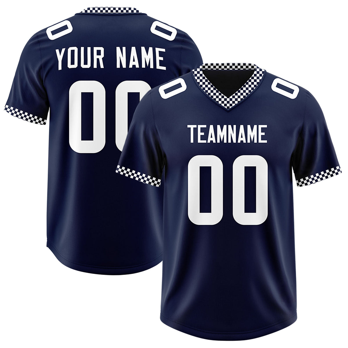 Custom Navy White Personalized Neckline Square Classic Authentic American Football Jersey