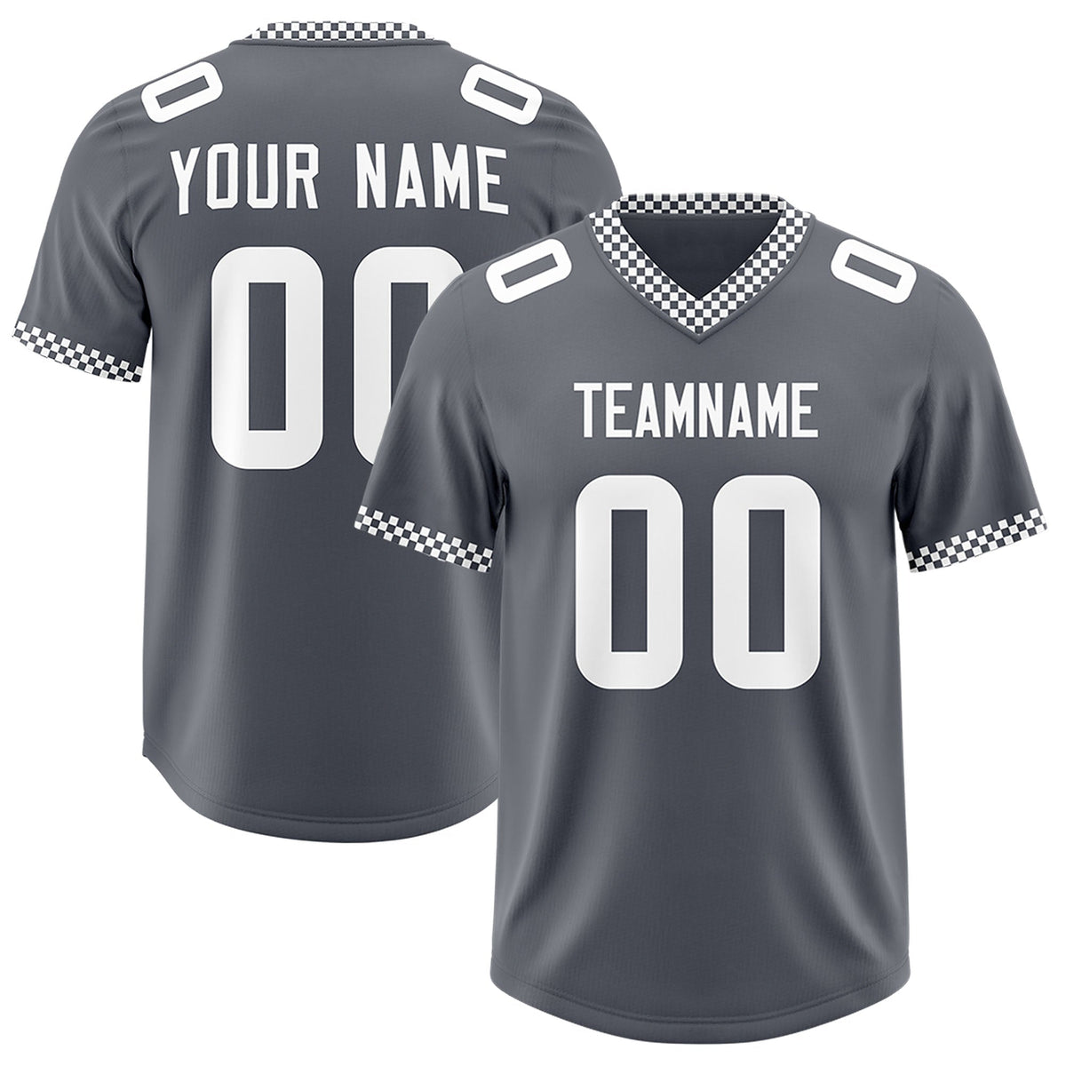 Custom Dark Gray White Personalized Neckline Square Classic Authentic American Football Jersey