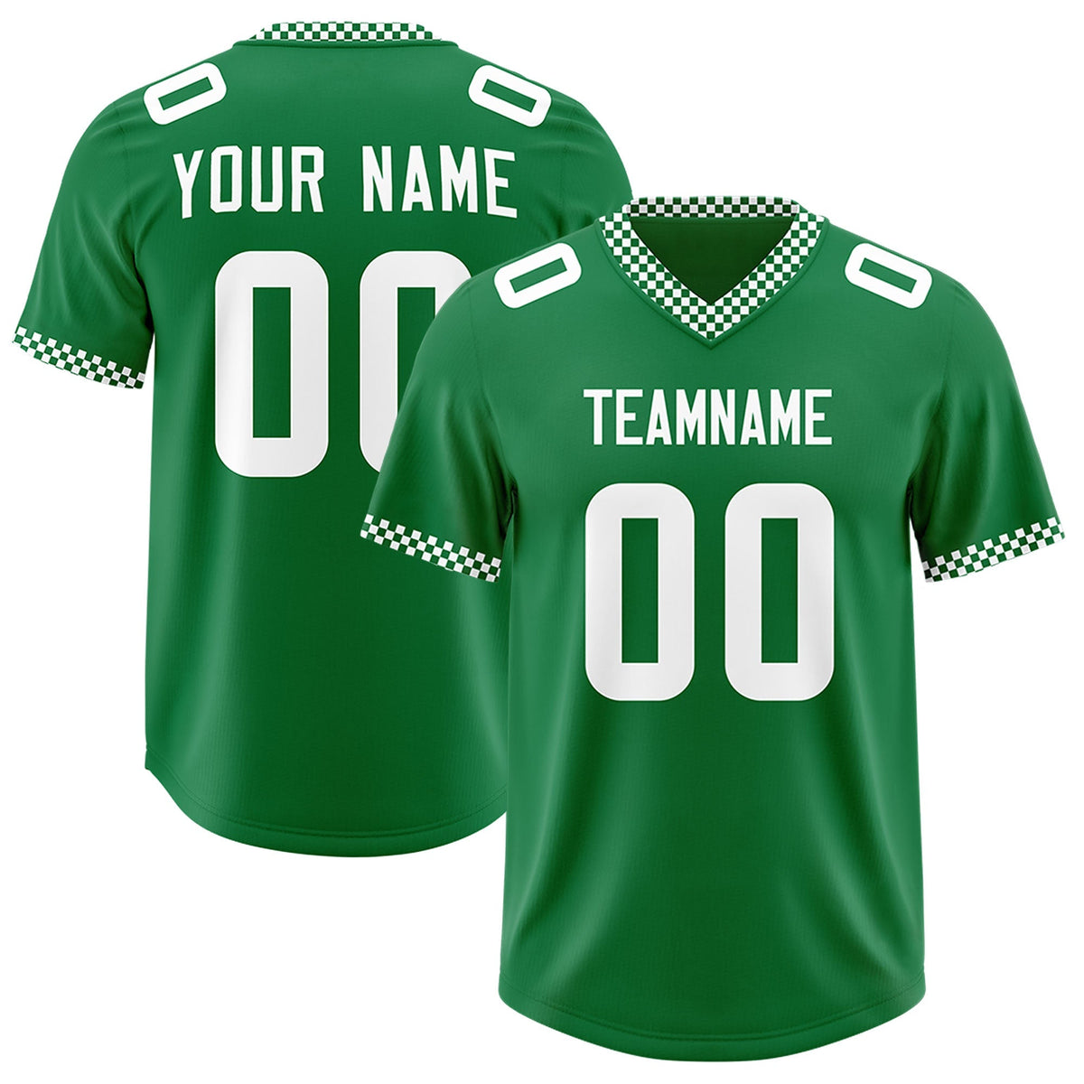 Custom Kelly Green White Personalized Neckline Square Classic Authentic American Football Jersey