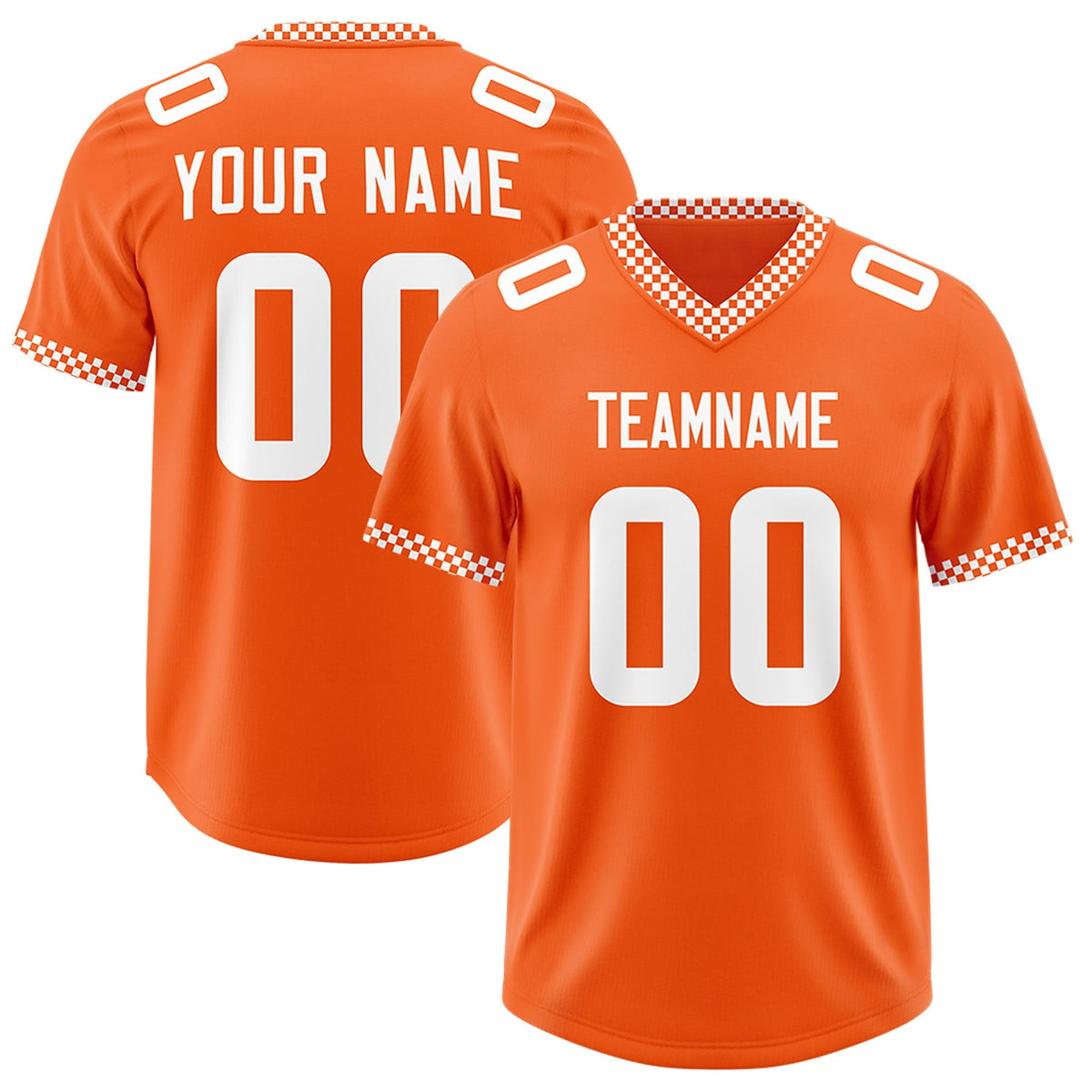 Custom Orange White Personalized Neckline Square Classic Authentic American Football Jersey
