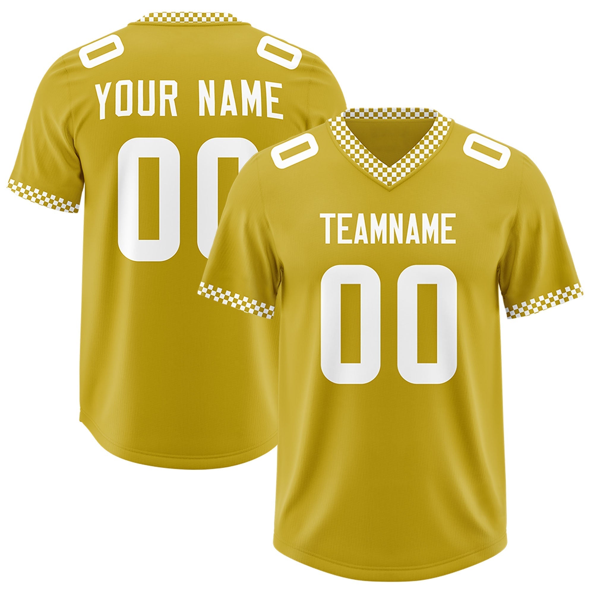 Custom Old Gold White Personalized Neckline Square Classic Authentic American Football Jersey