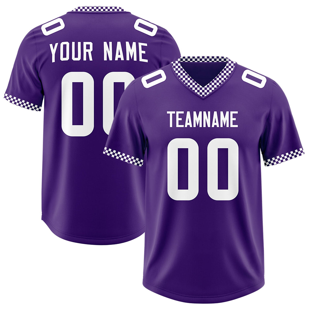 Custom Purple White Personalized Neckline Square Classic Authentic American Football Jersey