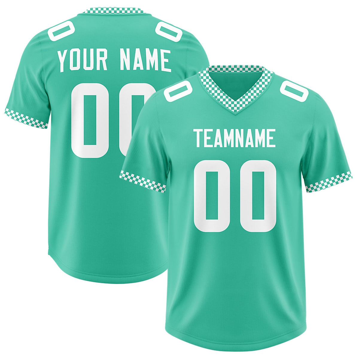 Custom Bright Green White Personalized Neckline Square Classic Authentic American Football Jersey