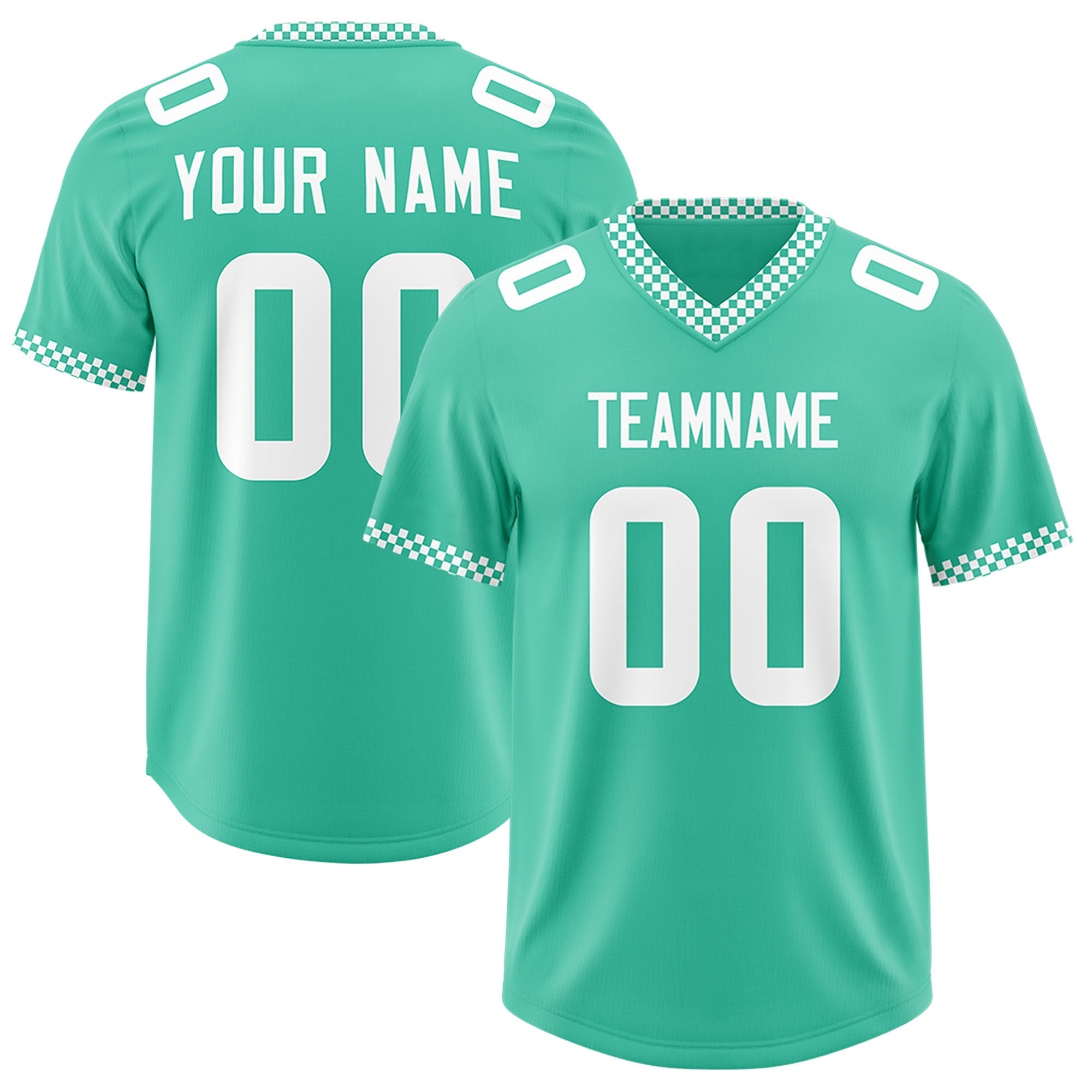 Custom Bright Green White Personalized Neckline Square Classic Authentic American Football Jersey