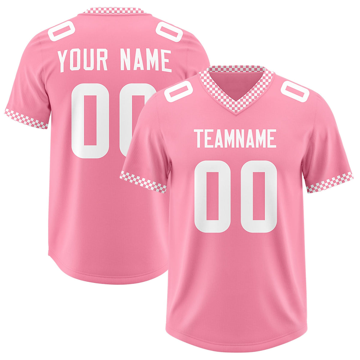 Custom Light Pink White Personalized Neckline Square Classic Authentic American Football Jersey