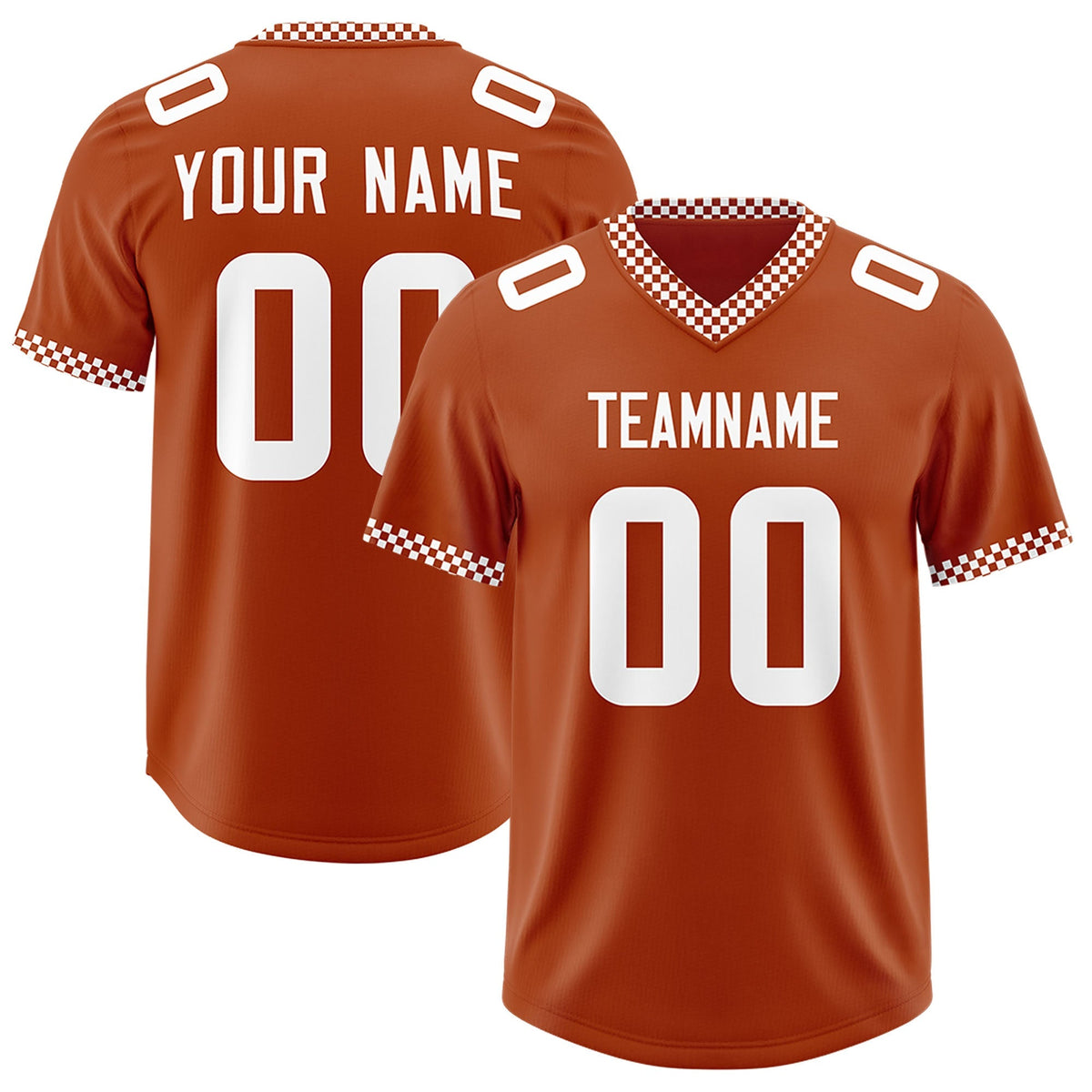 Custom Texas Orange White Personalized Neckline Square Classic Authentic American Football Jersey