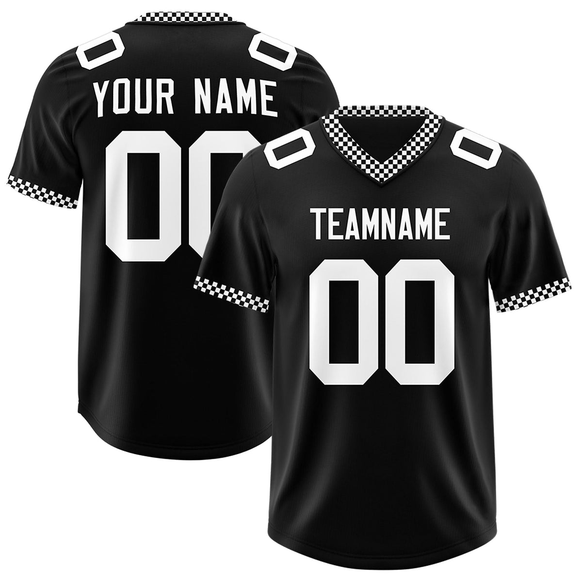 Custom Black White Personalized Neckline Square Classic Authentic American Football Jersey