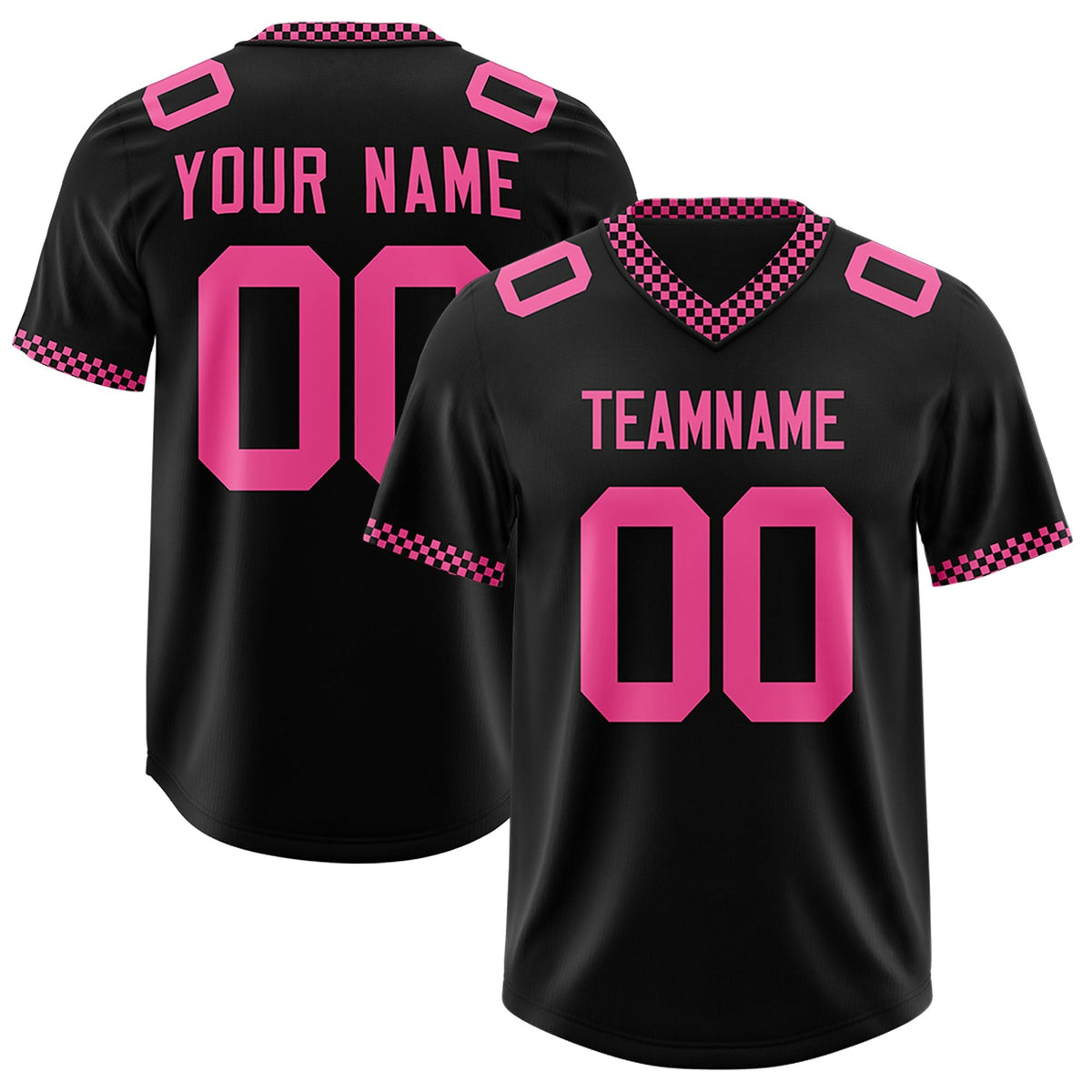 Custom Black Pink Personalized Neckline Square Classic Authentic American Football Jersey