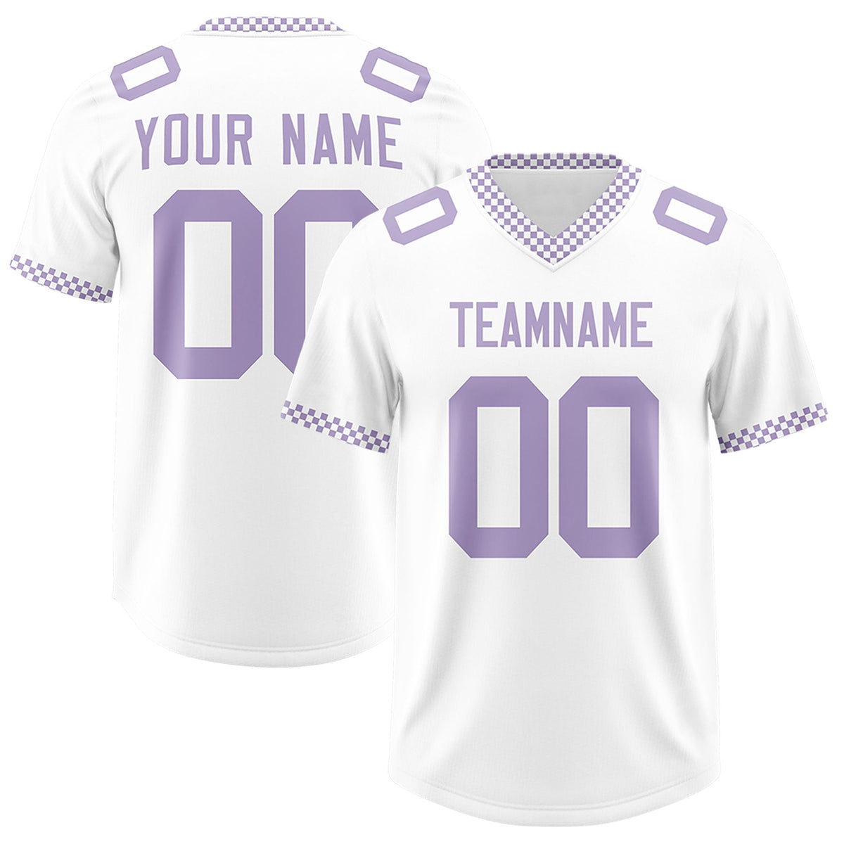 Custom White Light Purple Personalized Neckline Square Classic Authentic American Football Jersey