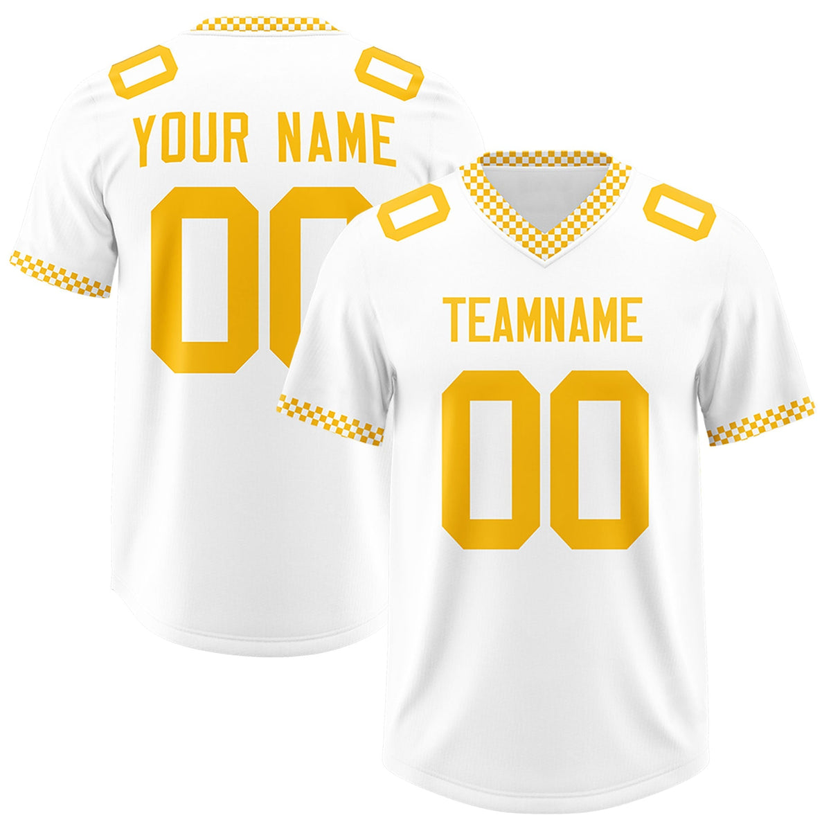 Custom White Yellow Personalized Neckline Square Classic Authentic American Football Jersey
