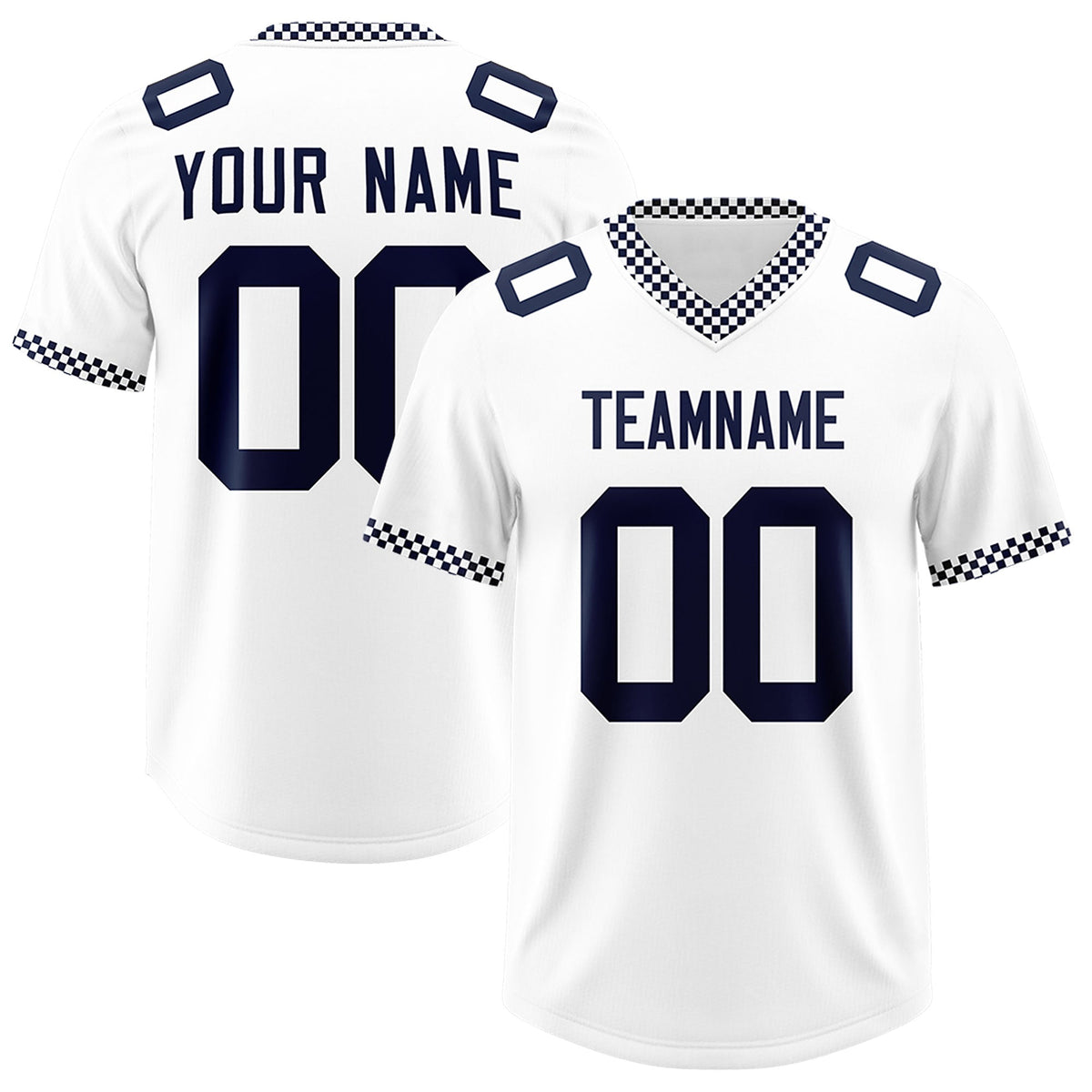 Custom White Navy Personalized Neckline Square Classic Authentic American Football Jersey