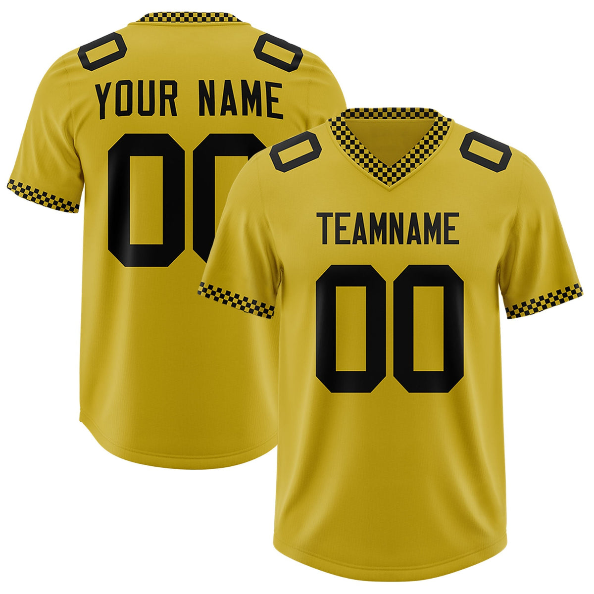 Custom Old Gold Black Personalized Neckline Square Classic Authentic American Football Jersey