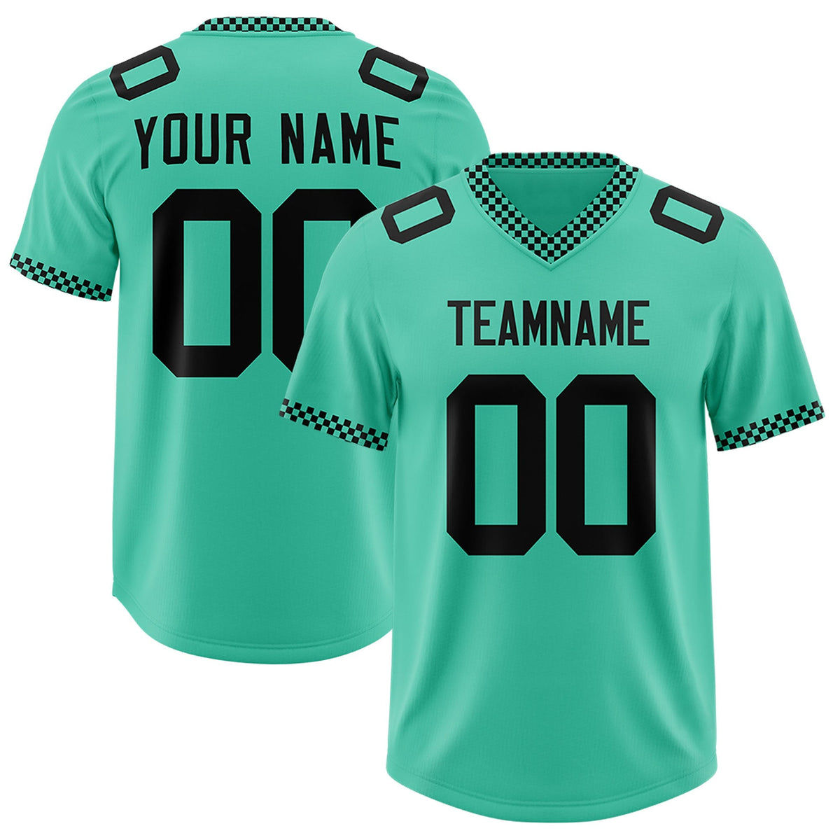 Custom Bright Green Black Personalized Neckline Square Classic Authentic American Football Jersey