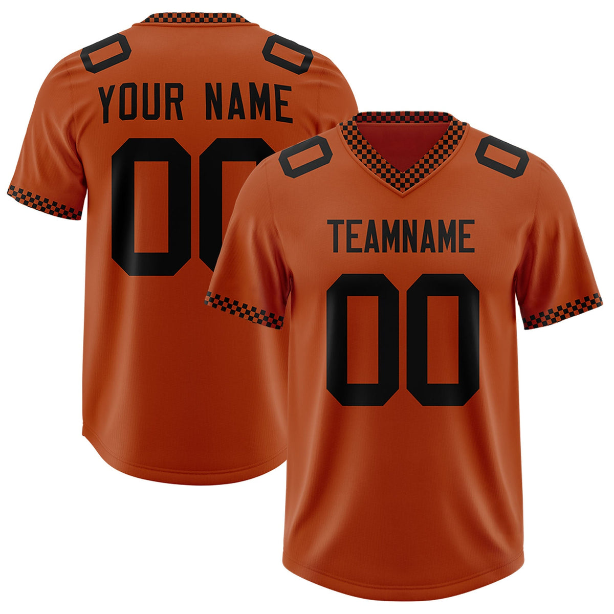 Custom Texas Orange Black Personalized Neckline Square Classic Authentic American Football Jersey