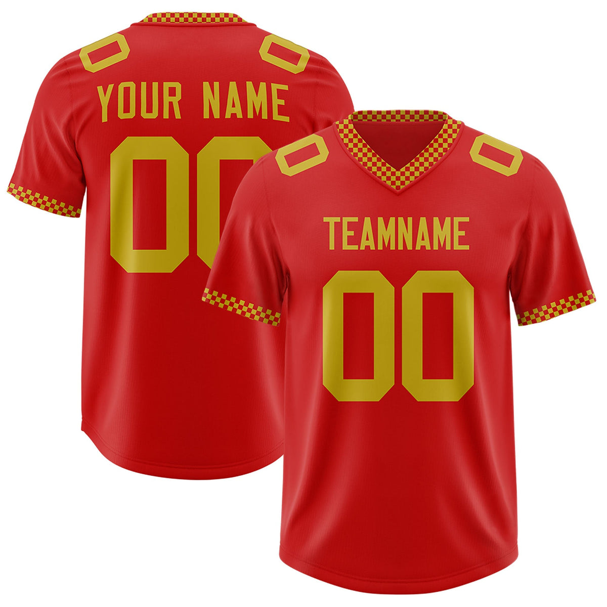 Custom Red Old Gold Personalized Neckline Square Classic Authentic American Football Jersey