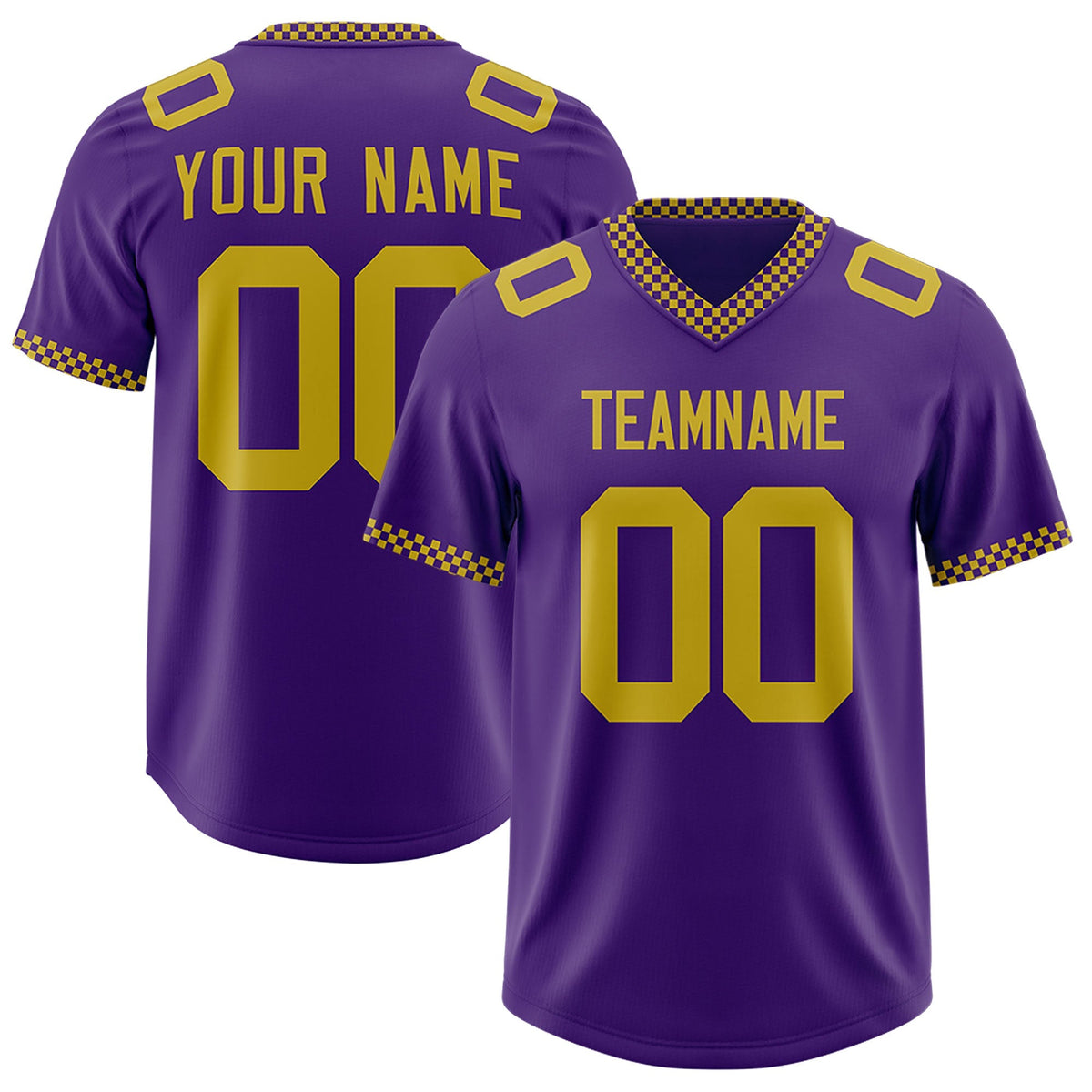 Custom Purple Old Gold Personalized Neckline Square Classic Authentic American Football Jersey