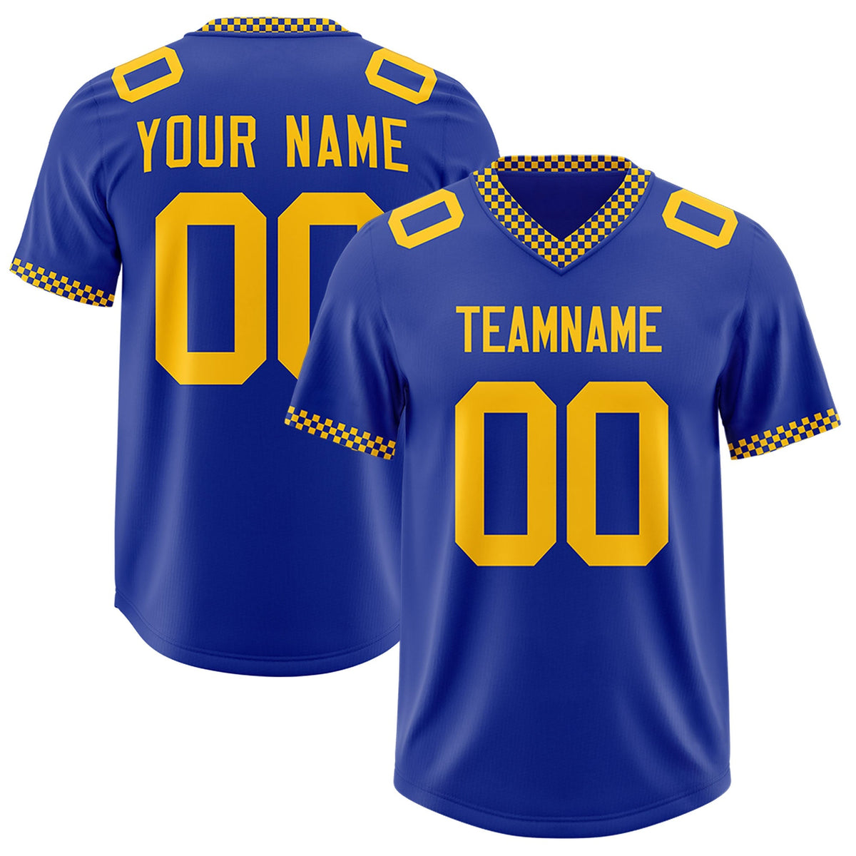 Custom Royal Yellow Personalized Neckline Square Classic Authentic American Football Jersey