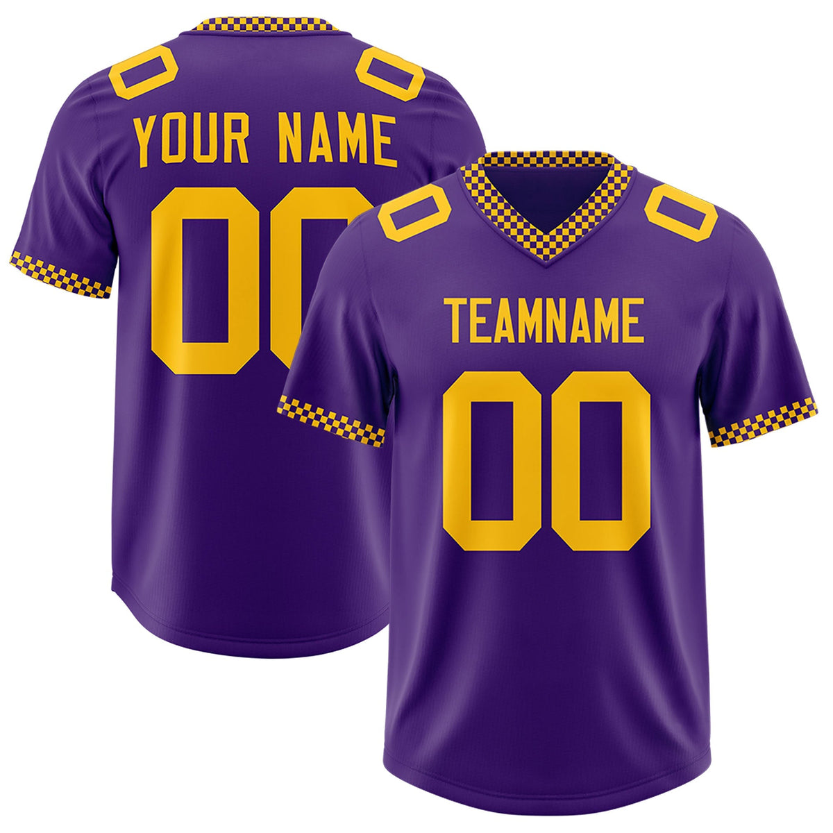 Custom Purple Yellow Personalized Neckline Square Classic Authentic American Football Jersey