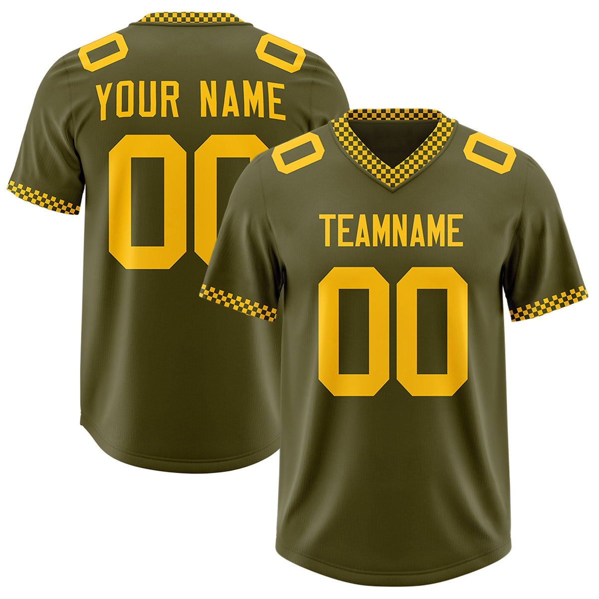 Custom Olive Yellow Personalized Neckline Square Classic Authentic American Football Jersey
