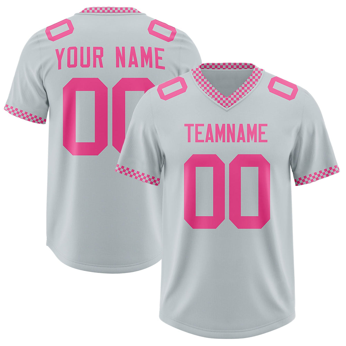 Custom Silver Pink Personalized Neckline Square Classic Authentic American Football Jersey