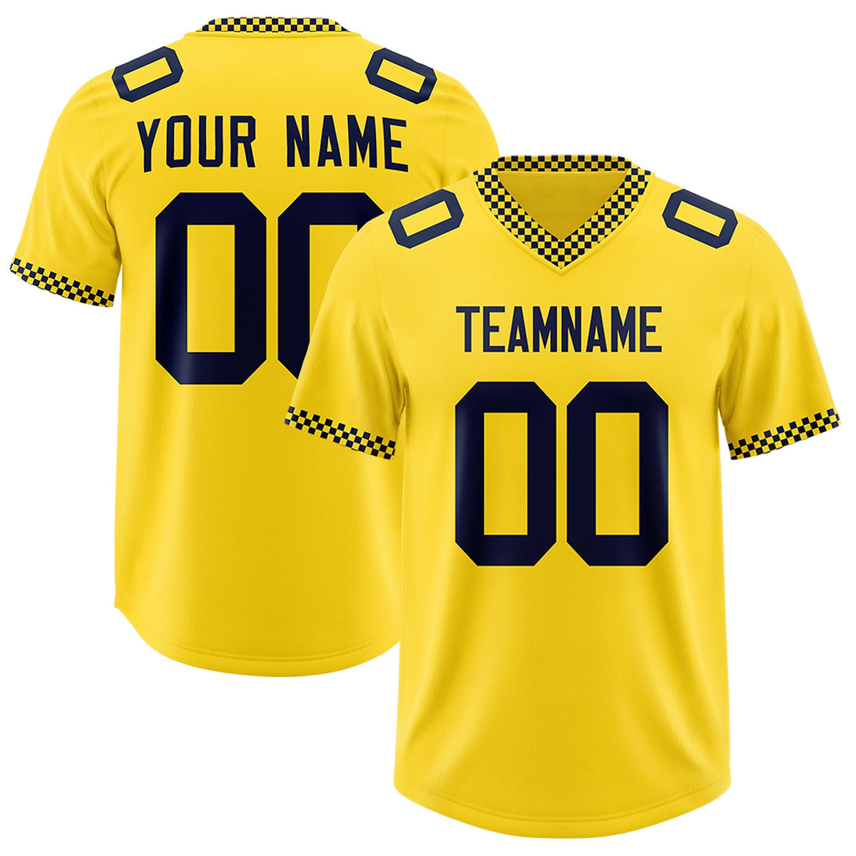 Custom Gold Navy Personalized Neckline Square Classic Authentic American Football Jersey
