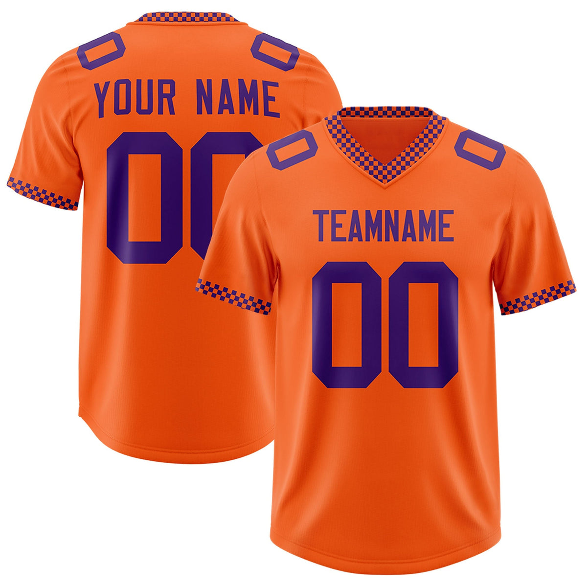 Custom Orange Purple Personalized Neckline Square Classic Authentic American Football Jersey