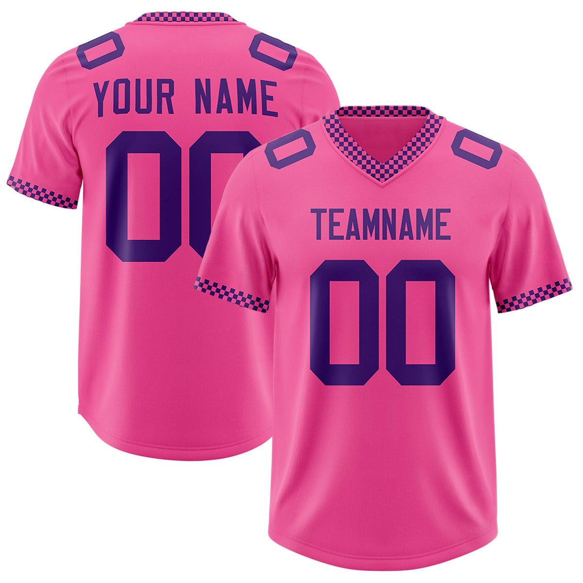 Custom Pink Purple Personalized Neckline Square Classic Authentic American Football Jersey