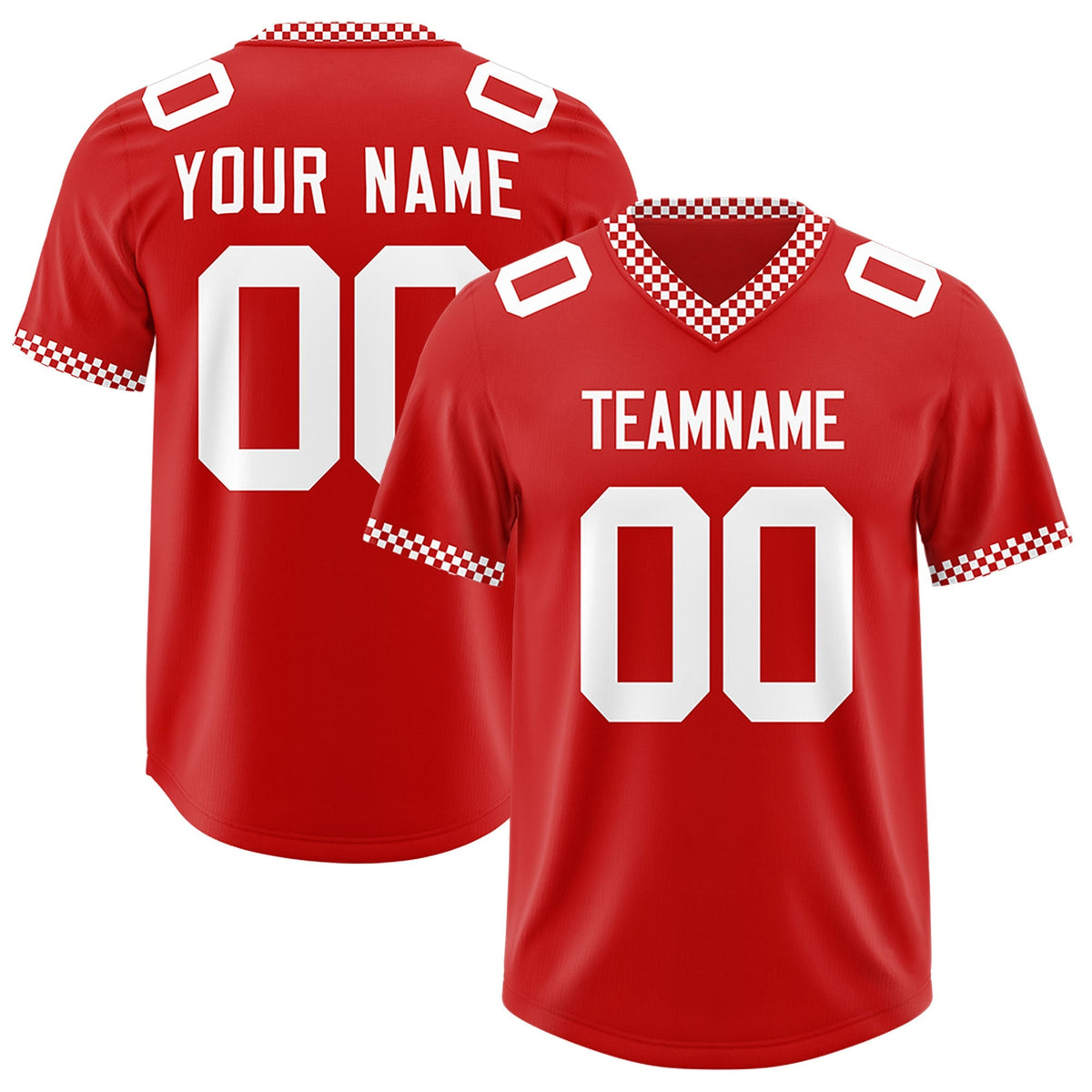 Custom Red White Personalized Neckline Square Classic Authentic American Football Jersey