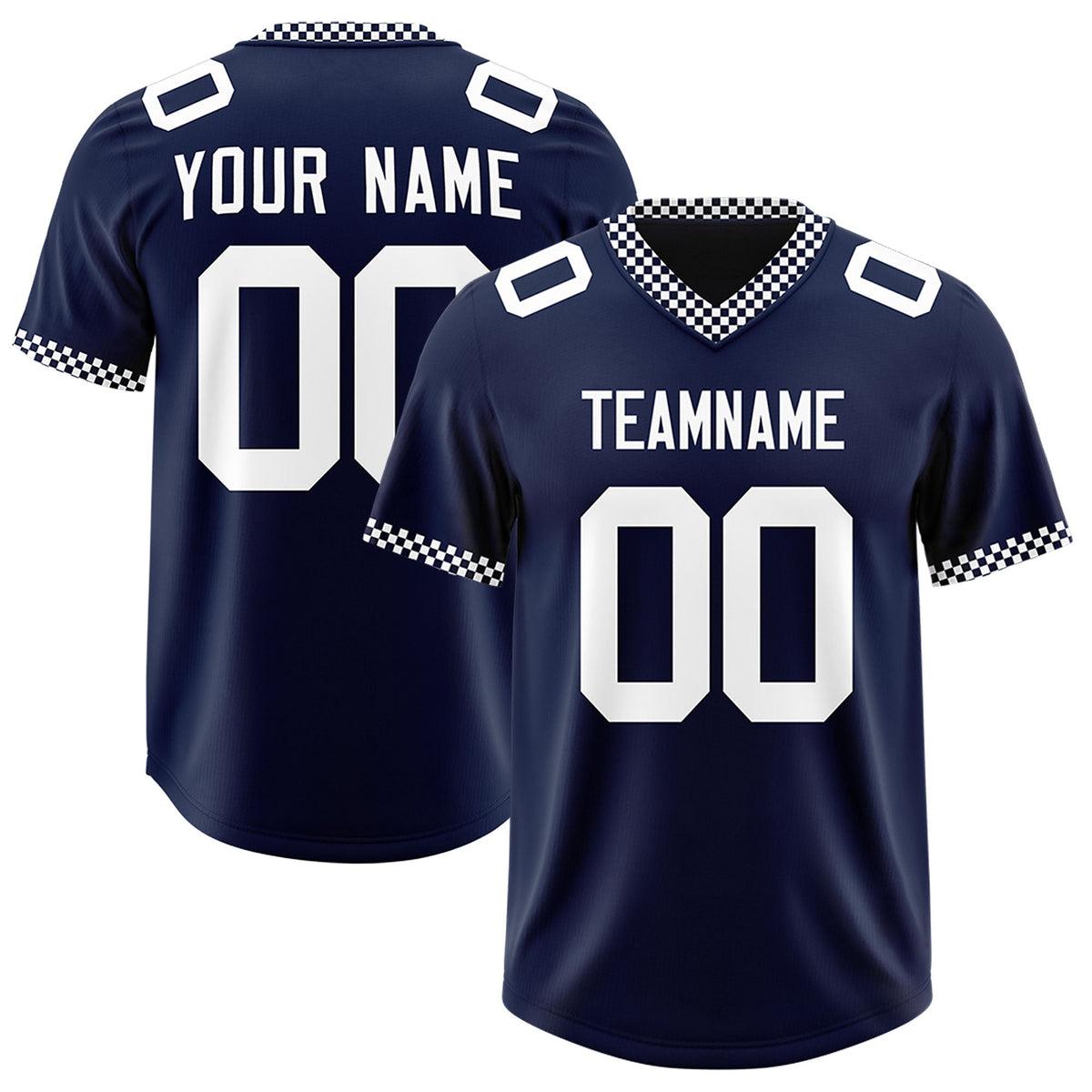 Custom Navy White Personalized Neckline Square Classic Authentic American Football Jersey