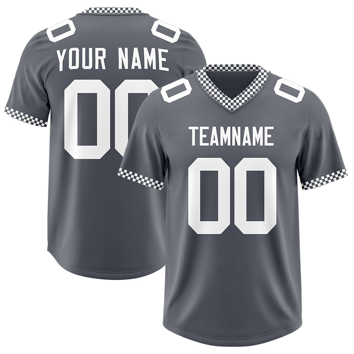 Custom Dark Gray White Personalized Neckline Square Classic Authentic American Football Jersey