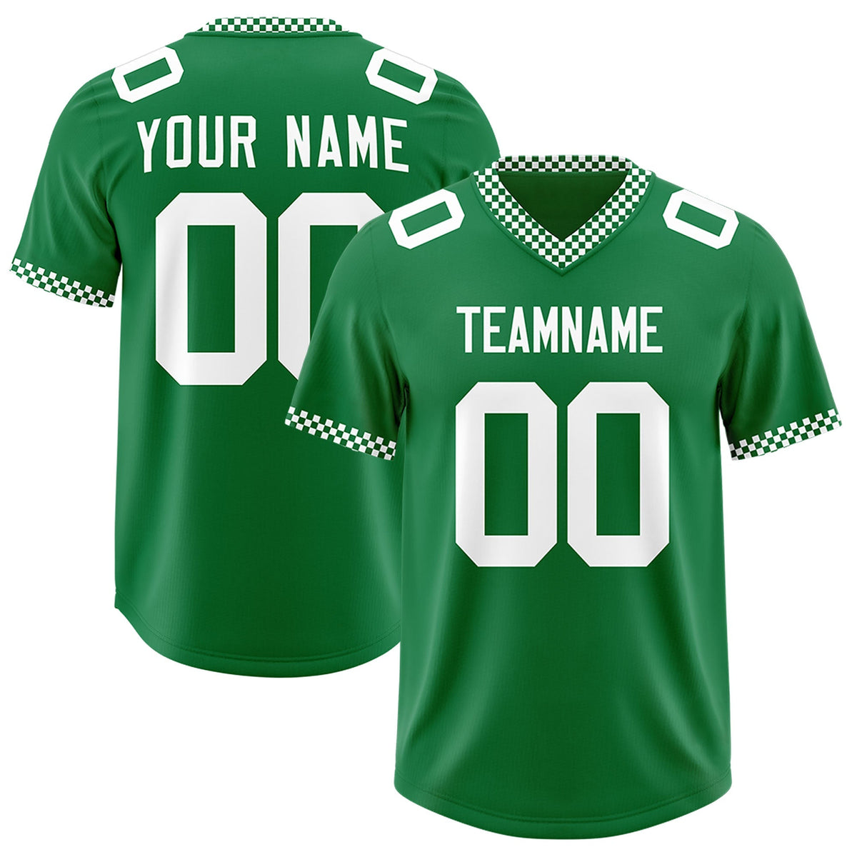 Custom Kelly Green White Personalized Neckline Square Classic Authentic American Football Jersey