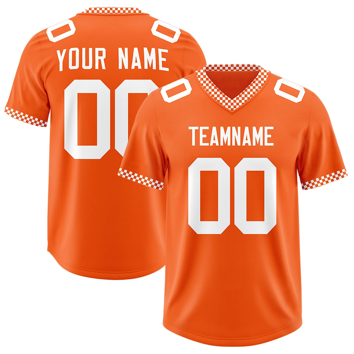 Custom Orange White Personalized Neckline Square Classic Authentic American Football Jersey