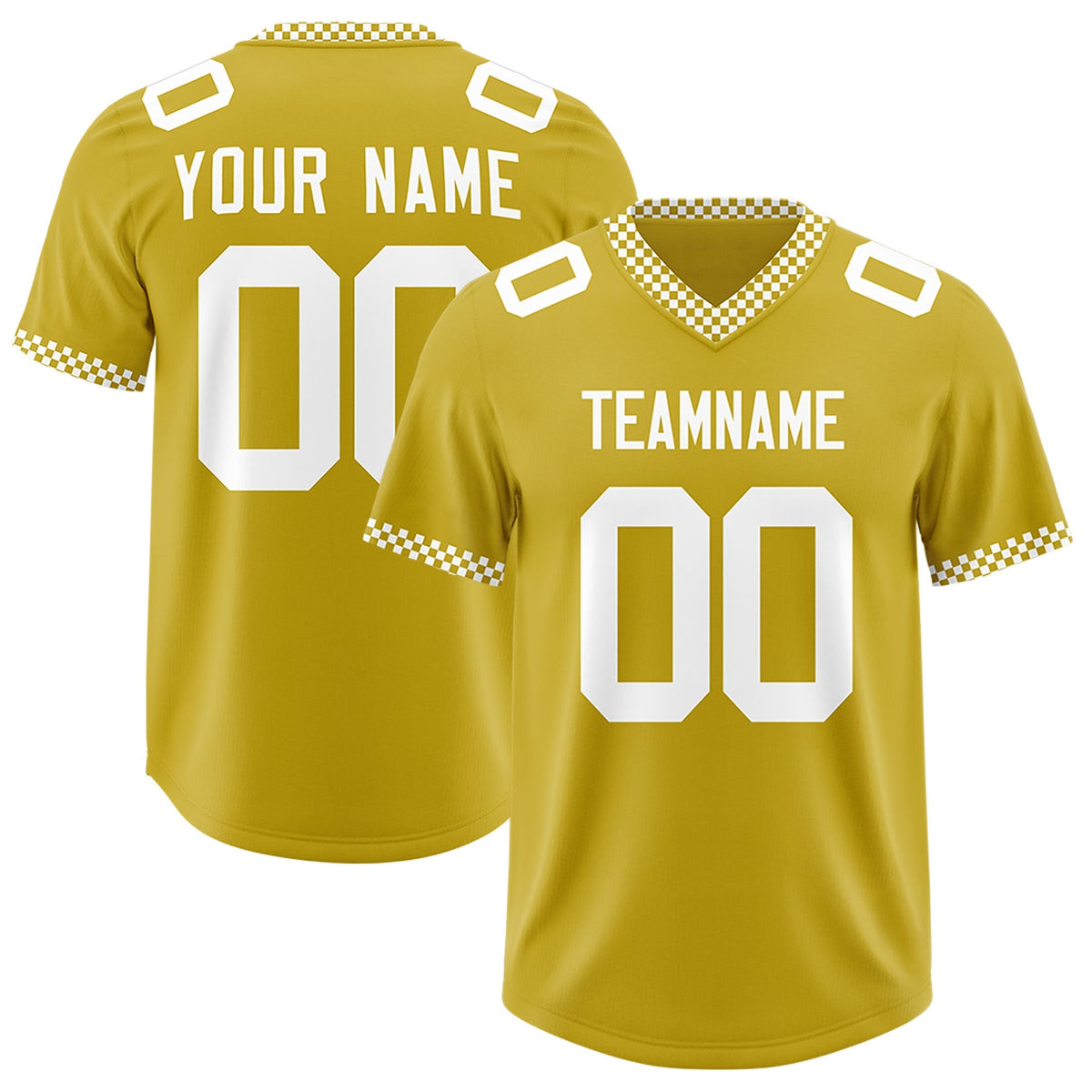 Custom Old Gold White Personalized Neckline Square Classic Authentic American Football Jersey