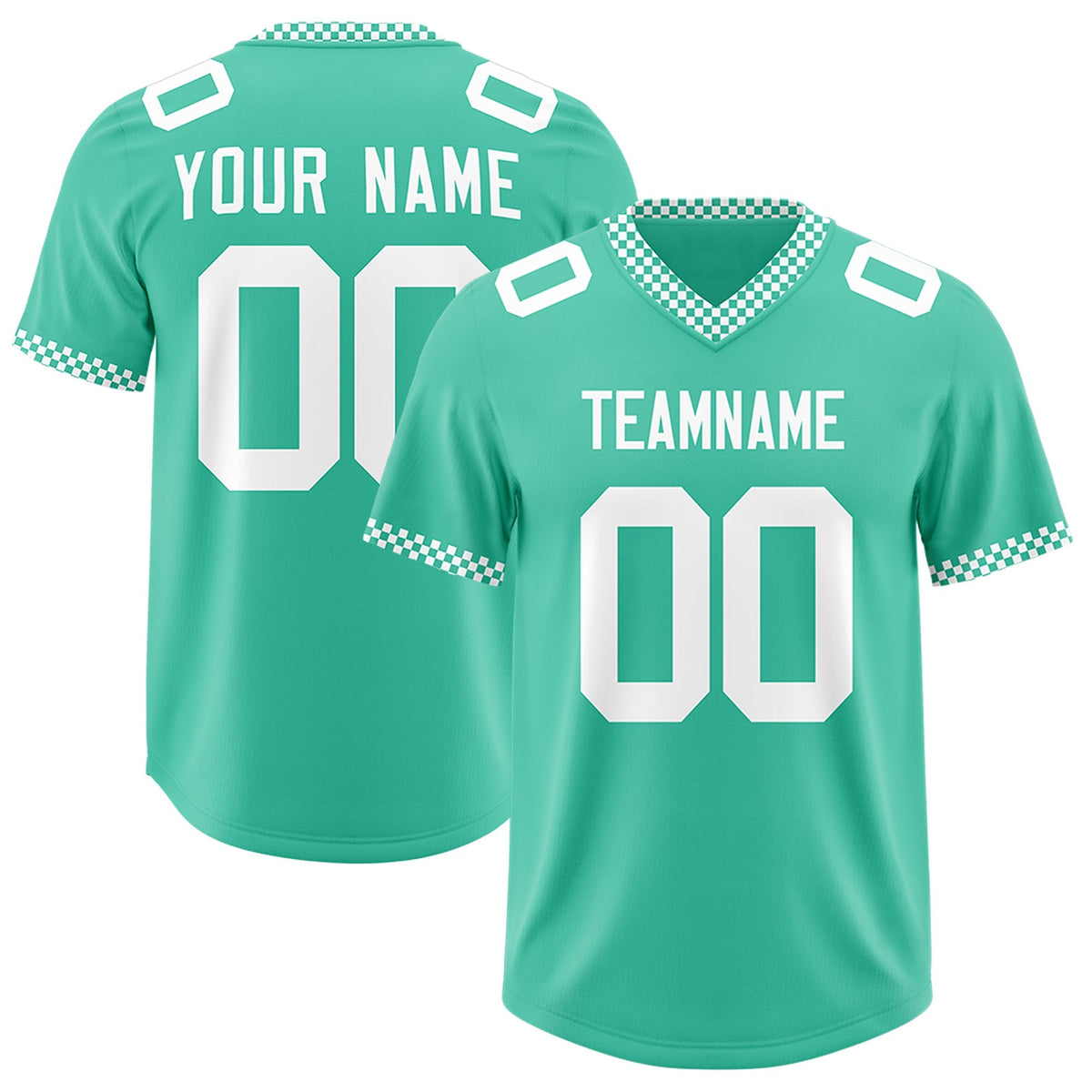 Custom Bright Green White Personalized Neckline Square Classic Authentic American Football Jersey