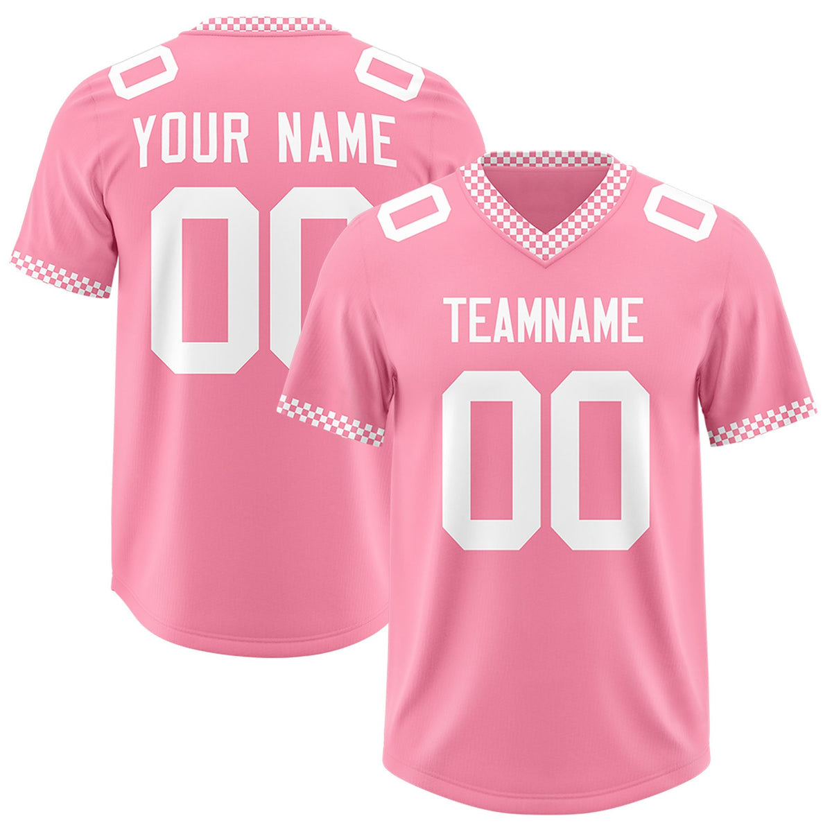Custom Light Pink White Personalized Neckline Square Classic Authentic American Football Jersey