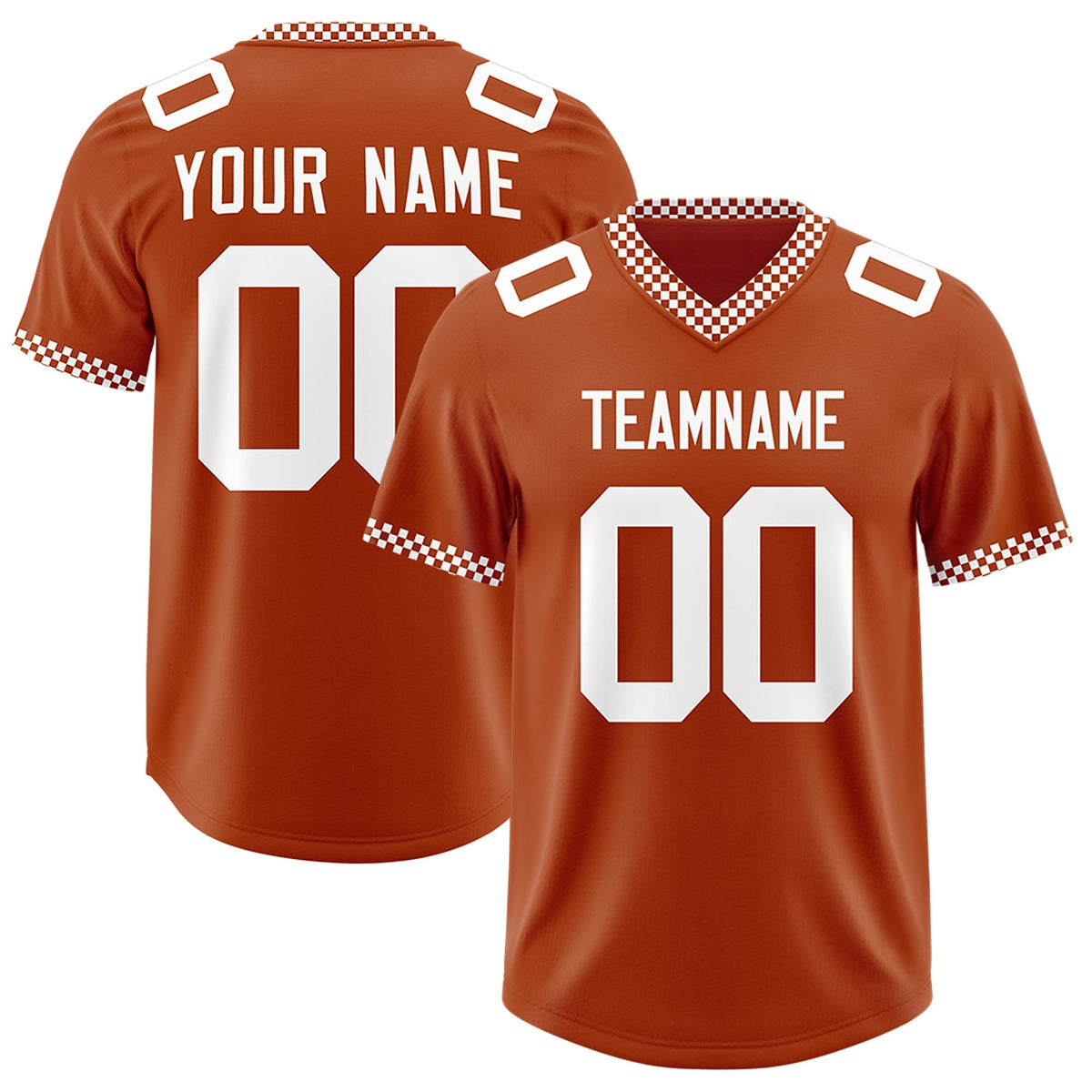 Custom Texas Orange White Personalized Neckline Square Classic Authentic American Football Jersey