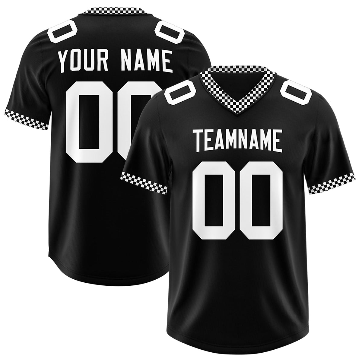 Custom Black White Personalized Neckline Square Classic Authentic American Football Jersey