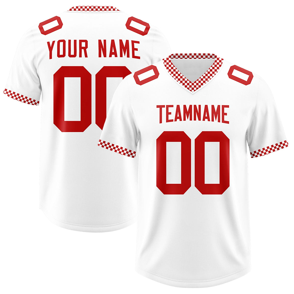 Custom White Red Personalized Neckline Square Classic Authentic American Football Jersey