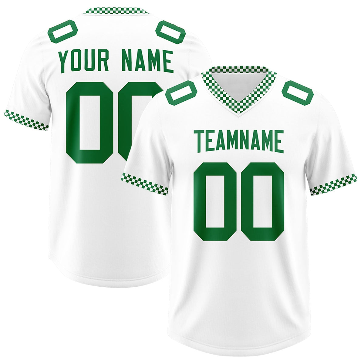 Custom White Kelly Green Personalized Neckline Square Classic Authentic American Football Jersey