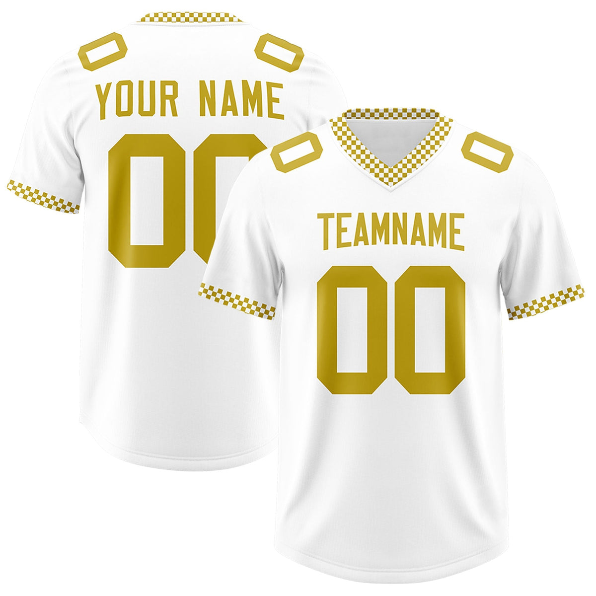 Custom White Old Gold Personalized Neckline Square Classic Authentic American Football Jersey