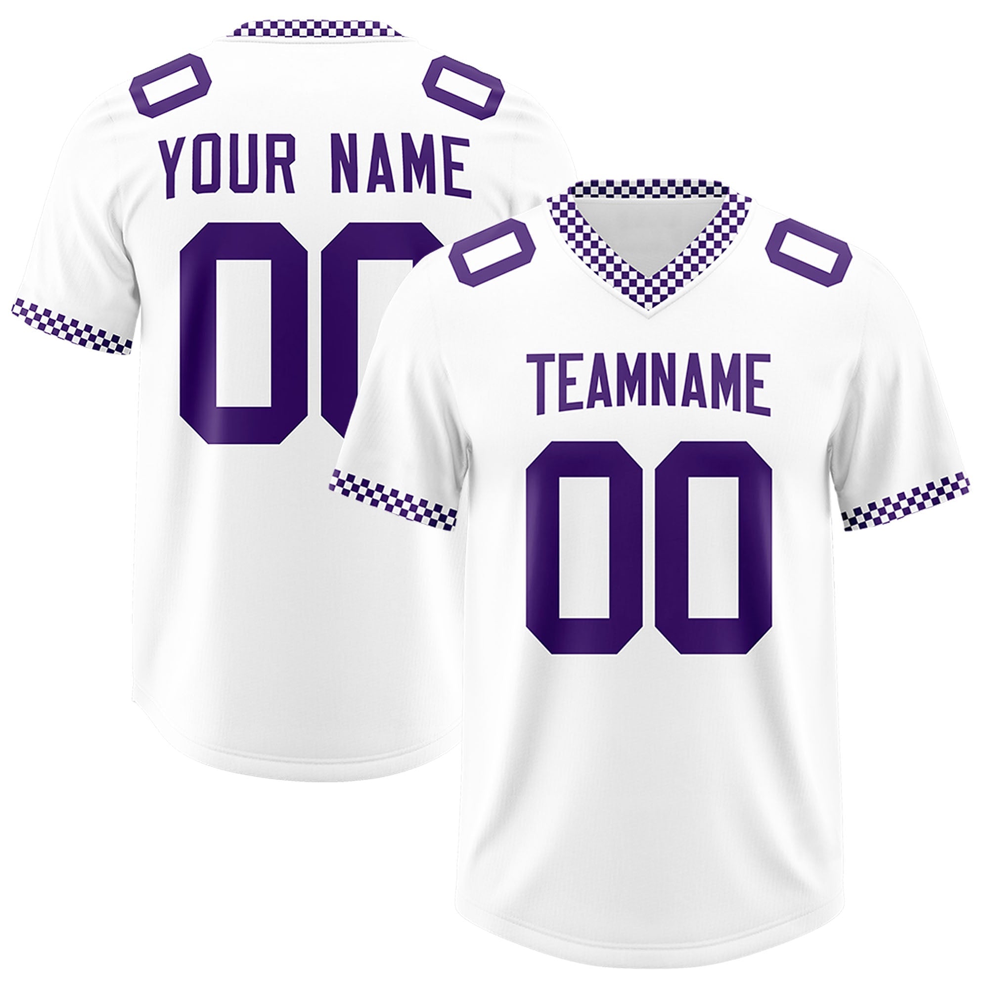 Custom White Purple Personalized Neckline Square Classic Authentic American Football Jersey